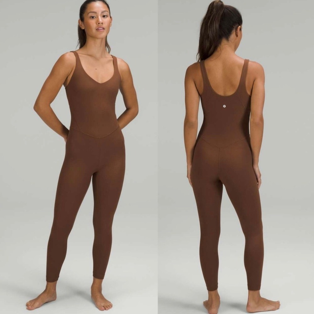 Lululemon Align Ribbed Tank Bodysuit 25" In Roasted Brown‎ Size 2 Athletic Yoga